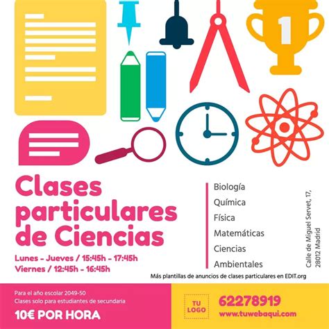 cartel de clases particulares|Anuncia tus clases particulares